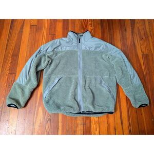 Adidas Tan/Gray Mens Large Deep Pile Fleece Full Zip Jacket